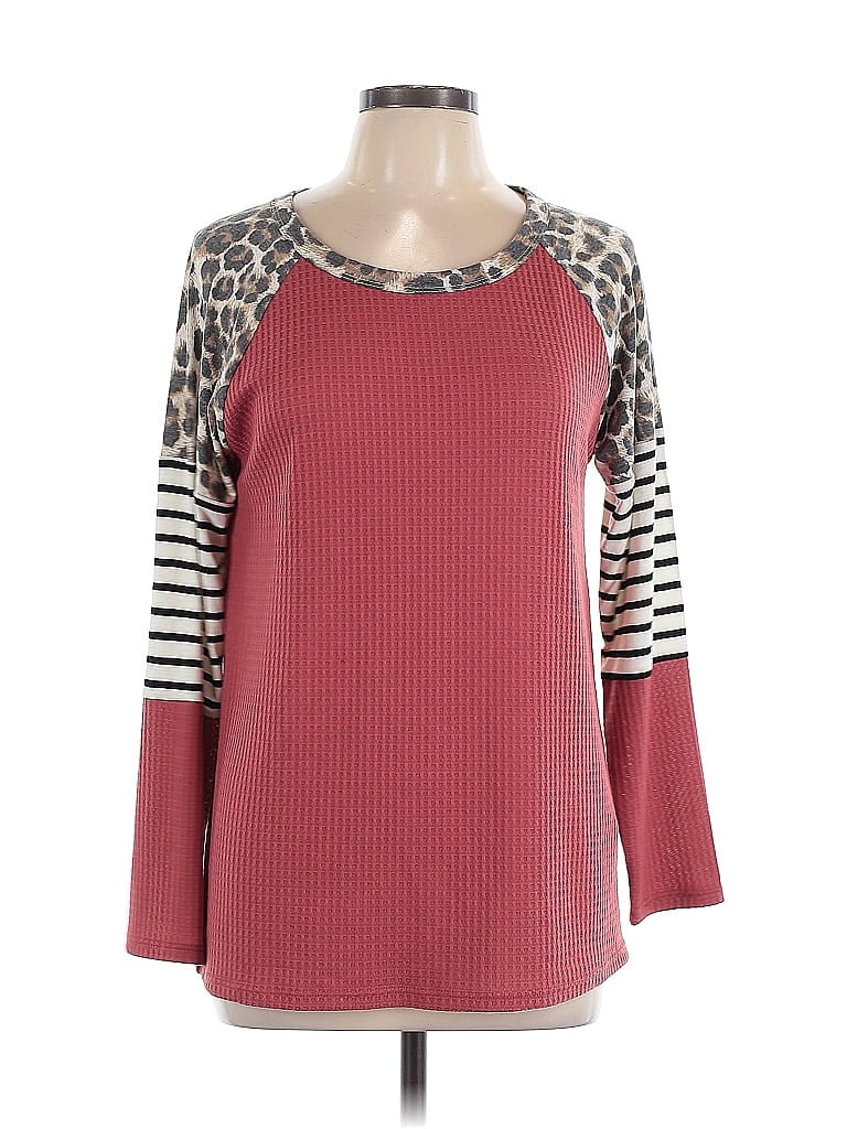 Macaron Burgundy Pink 3/4 Sleeve T-Shirt Size L - photo 1