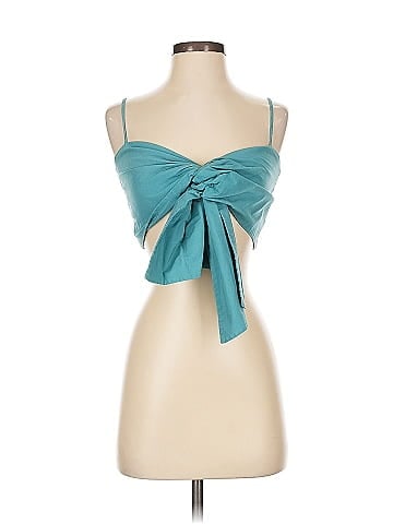 Bassike Knotted Poplin Crop Top (view 1)