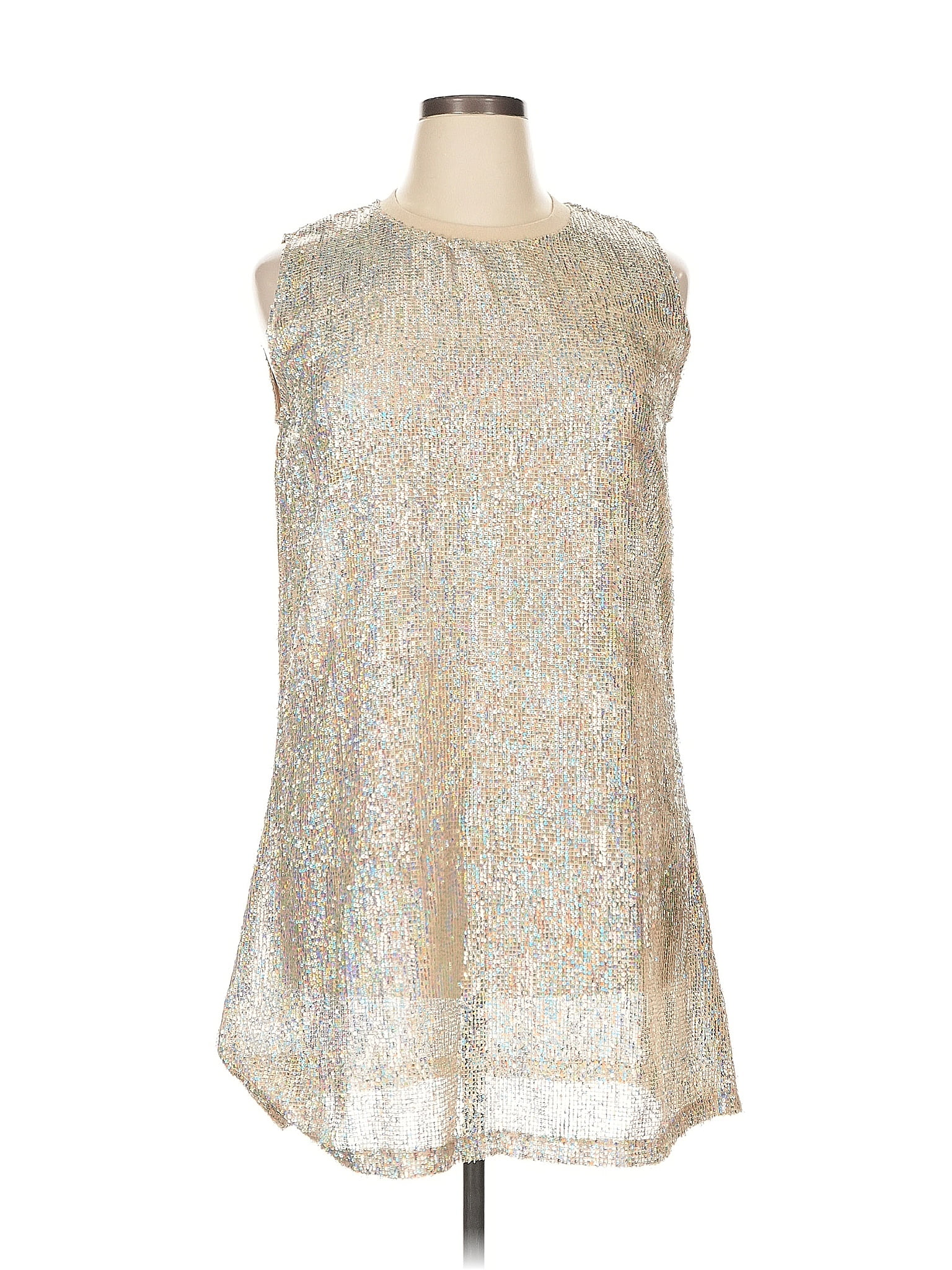 Queen of Sparkles 100% Polyester Silver Sleeveless Blouse Size XL