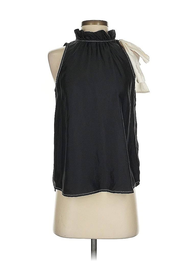Pre-owned J.crew Collection Sleeveless Silk Top Black Halter Neckline Tops