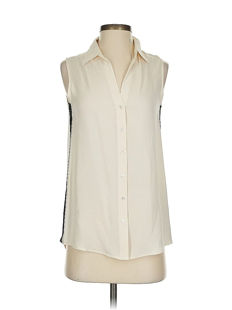 Pre-owned Theory Sleeveless Silk Top Ivory Cowl Neck Tops In White