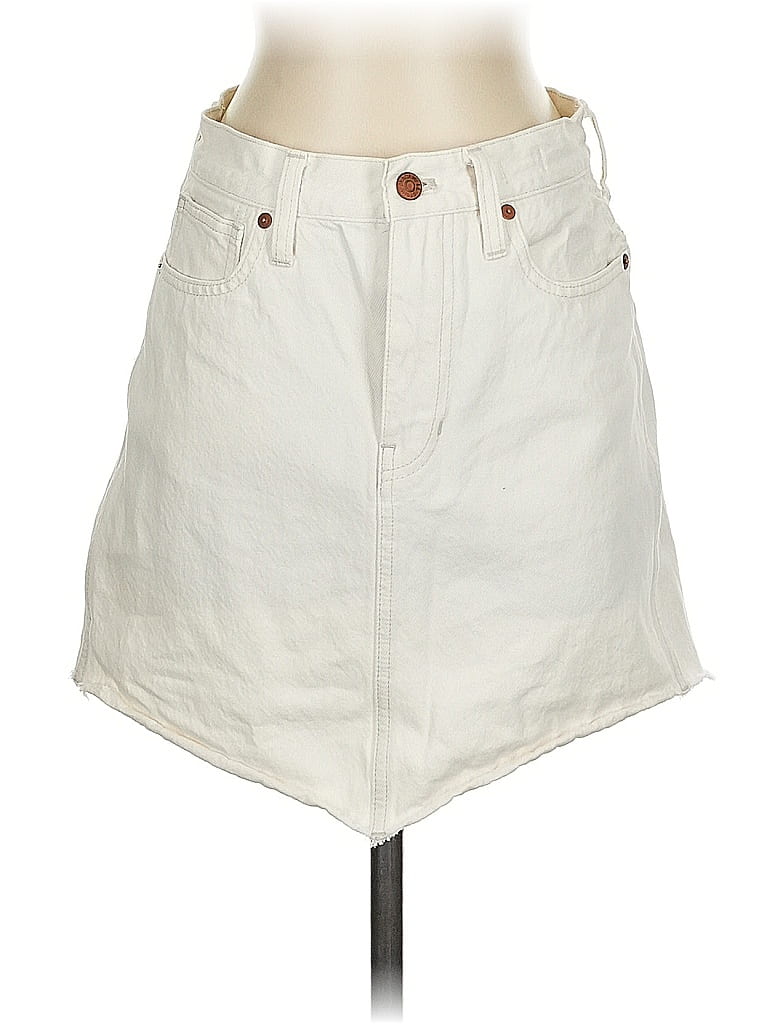 Pre-owned Madewell Denim Skirt In White