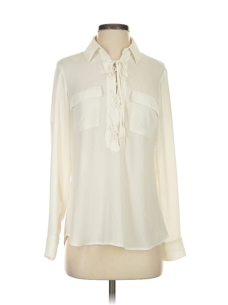 Pre-owned Express Long Sleeve Blouse In White