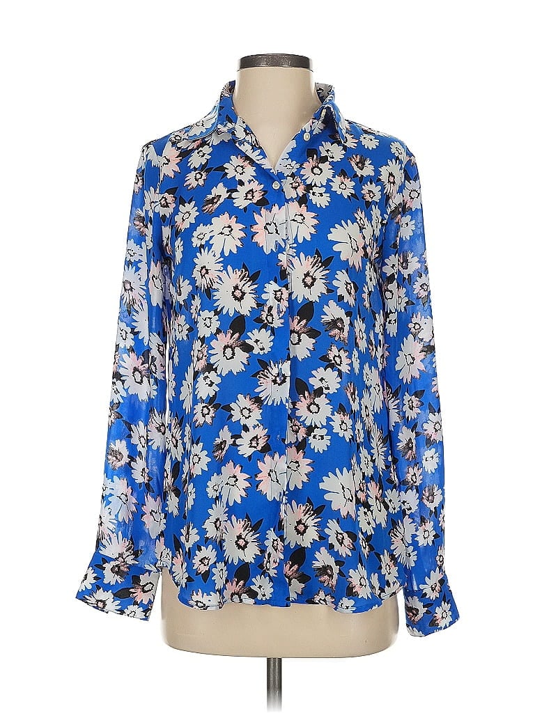 Pre-owned Banana Republic Long Sleeve Blouse In Blue