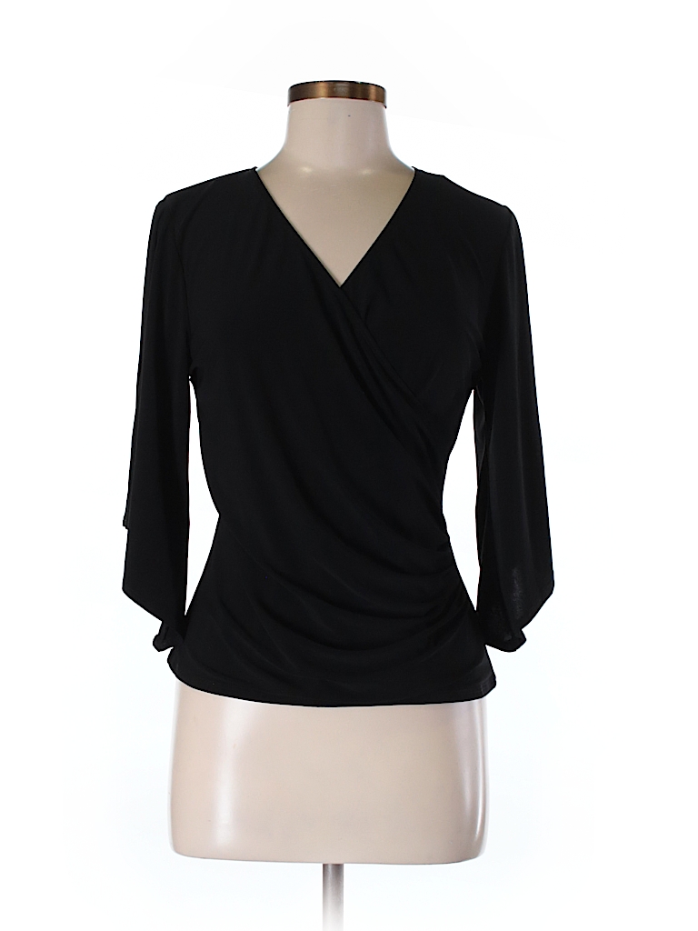 Coco Bianco Solid Black 3/4 Sleeve Top Size M - 63% off | thredUP