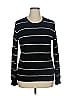 Lord & Taylor 100% Cashmere Stripes Black Cashmere Pullover Sweater Size XL - photo 1