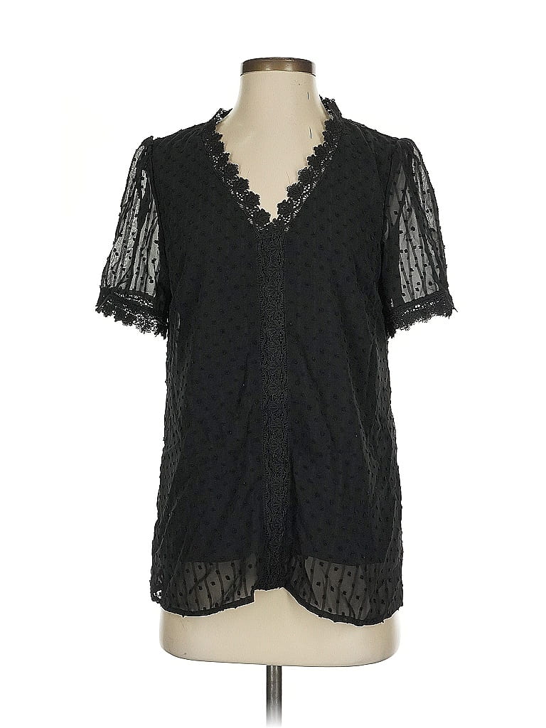 Pre-owned Assorted Brands Short Sleeve Blouse In Black