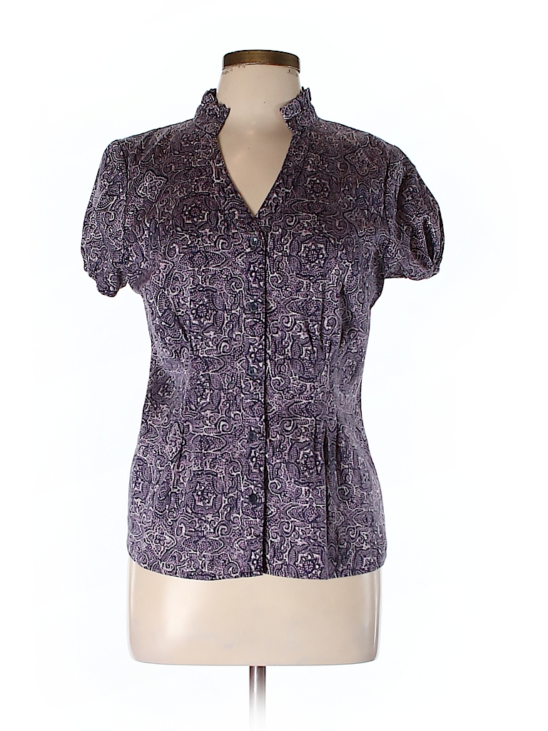 Covington Print Purple Short Sleeve Button-Down Shirt Size L - 69% off ...