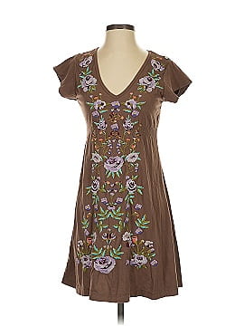 JW Johnny Was Los Angeles Womens Army Green Embroidered Dress online Medium