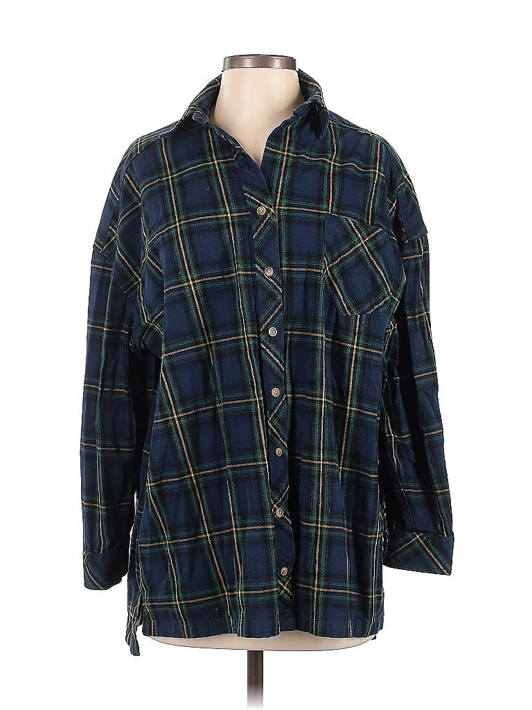 Pre-owned Gianni Bini Long Sleeve Button Down Shirt In Blue