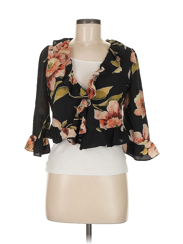 Pre-owned Seek The Label 3/4 Sleeve Blouse In Black