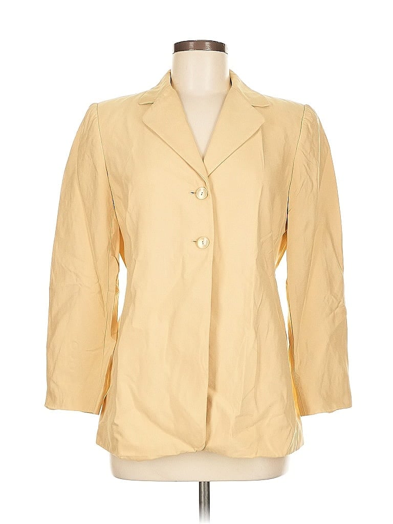 Pre-owned Linda Allard Ellen Tracy 3/4 Sleeve Button Down Shirt In Brown