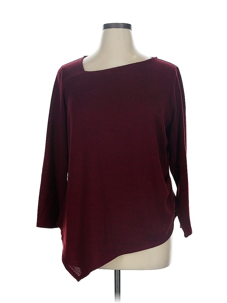 DG^2 by Diane Gilman Burgundy 3/4 Sleeve T-Shirt Size 1X - photo 1