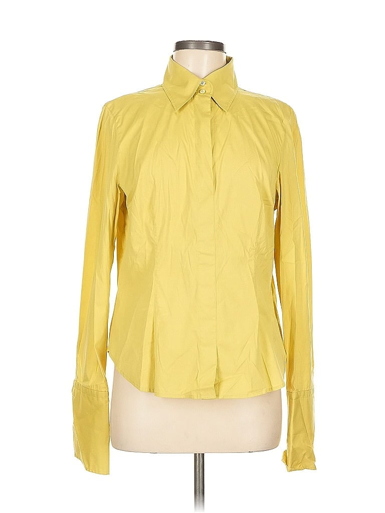 Pre-owned Worth Long Sleeve Blouse In Yellow