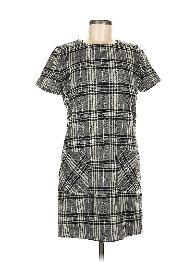 Plastic Island 100% Denim Plaid Gray Casual Dress Size M - photo 1