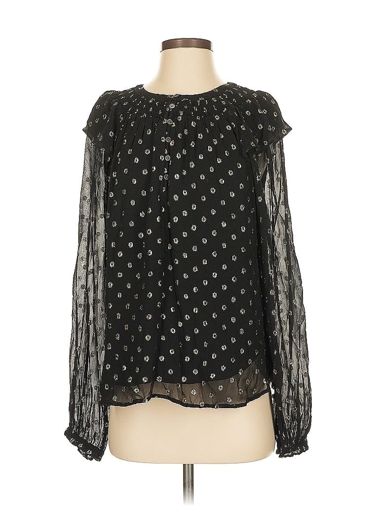 Pre-owned Ann Taylor Loft Long Sleeve Blouse In Black