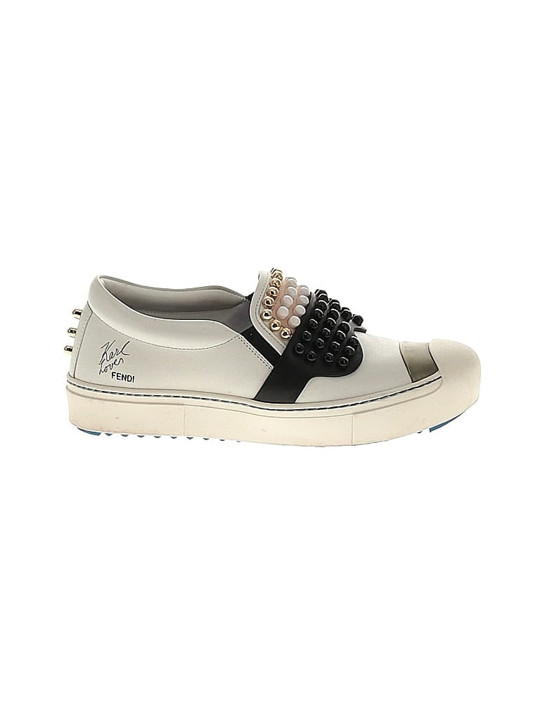 Fendi 100% Leather Gray White Leather Karlito Sneakers Size EU 36 - photo 1
