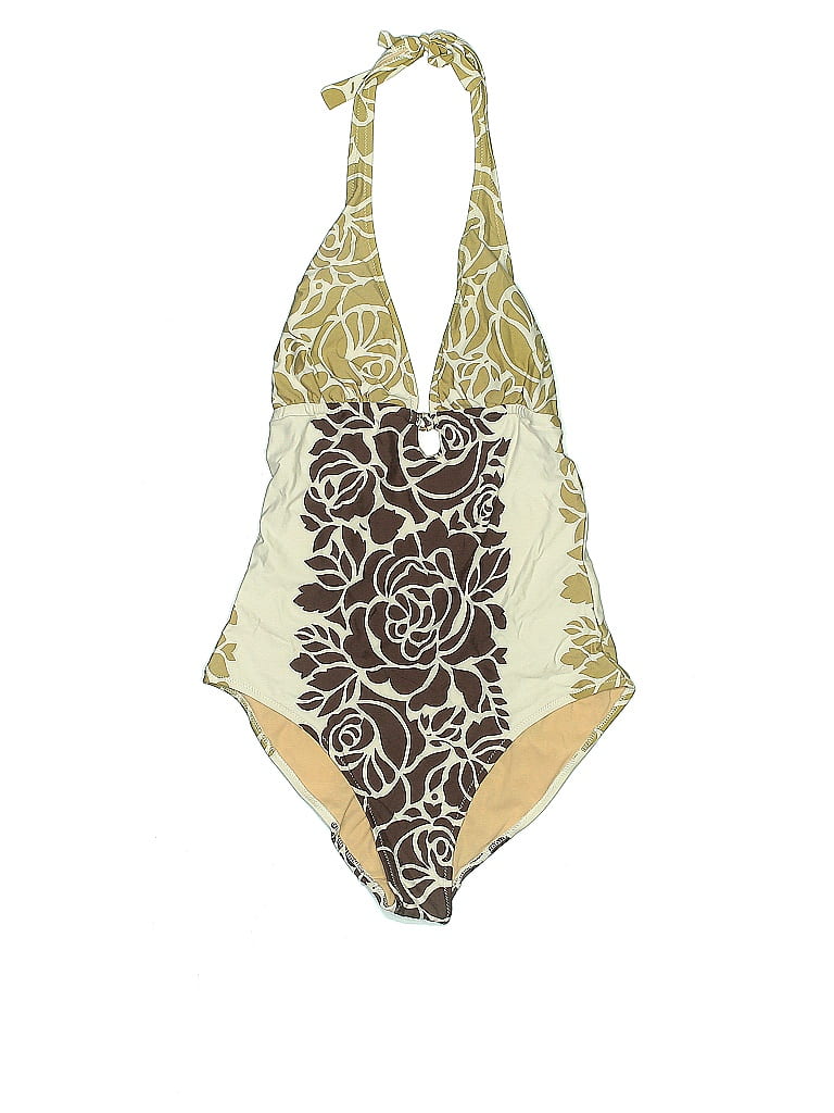 BCBG Max Azria Womens Ivory Floral Shirred One-piece Swimsuit 10 BHFO 4344 For Sale Online