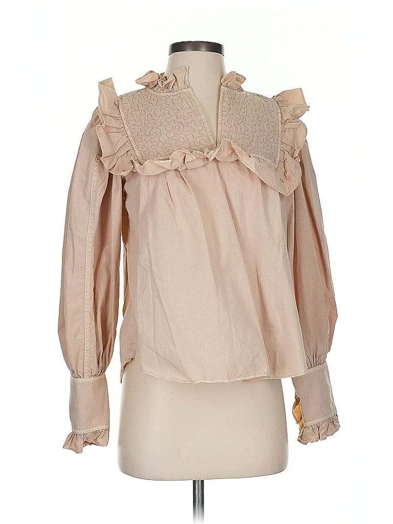 Sea New York 100% Cotton Tan Long Sleeve Blouse Size S - photo 1