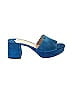 Prada 100% Suede Color Block Blue Suede Slide Sandals  Size EU 37 1/2 - photo 1