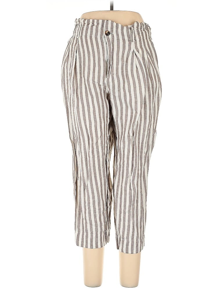 Madewell Stripes Silver Linen Pants Size 10 - photo 1