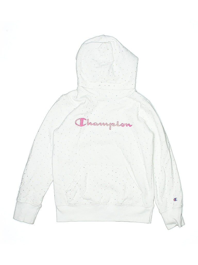 Pre-owned Champion Kids' Pullover Hoodie In White