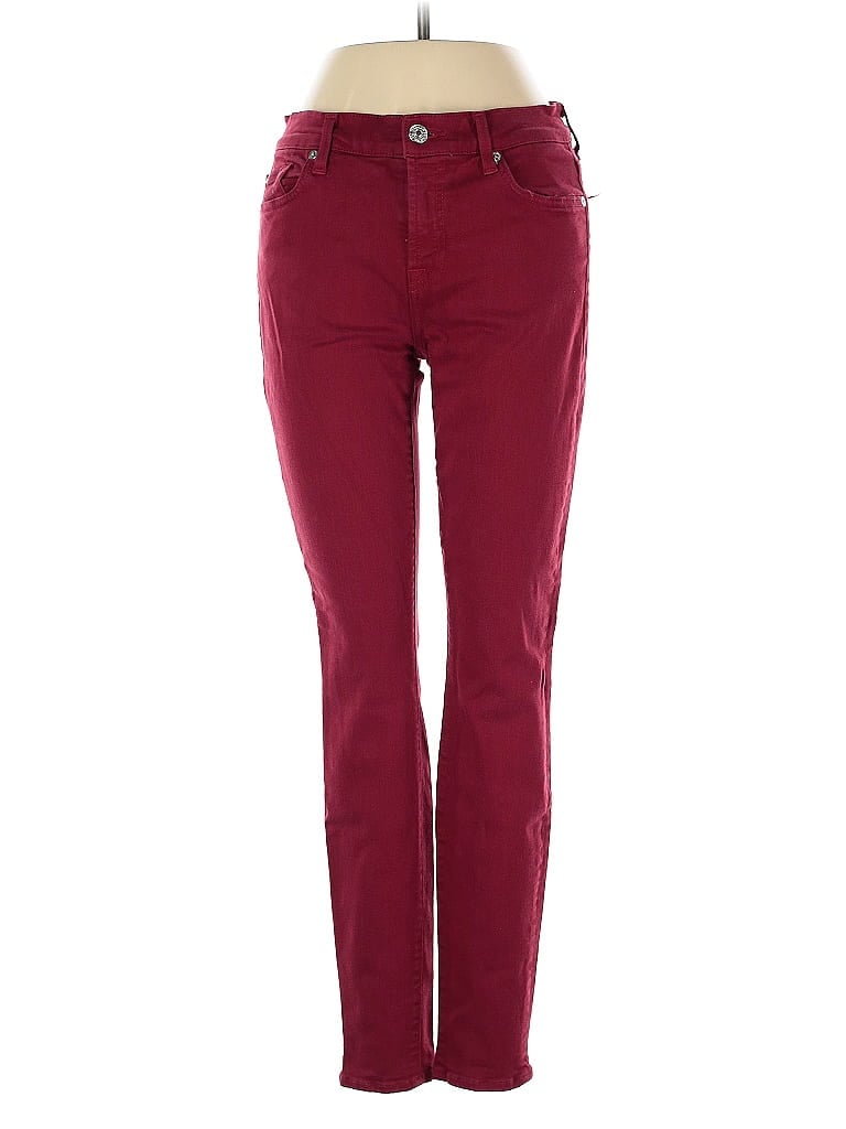Pre-owned 7 For All Mankind Jeans In Burgundy