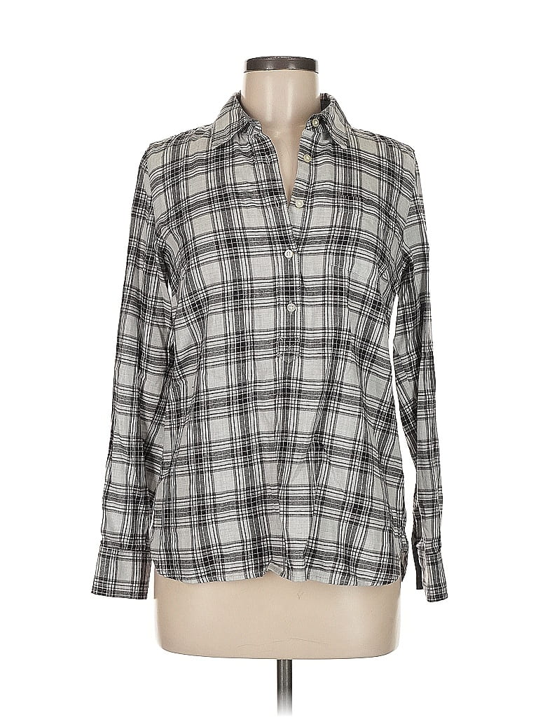 Pre-owned Tommy Hilfiger Long Sleeve Button Down Shirt In Gray