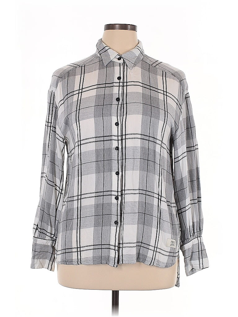 frye & co. Plaid Gray Long Sleeve Button-Down Shirt Size L - photo 1