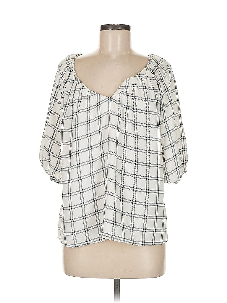 Pre-owned Ann Taylor 3/4 Sleeve Blouse In White