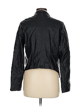 JACK BB DAKOTA Size S Black Faux Leather Faux Fur store Open Flowy Jacket Top