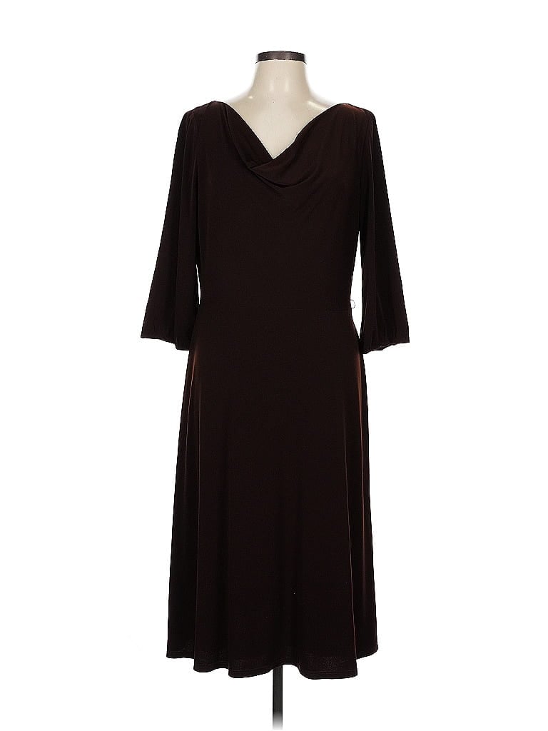 David Meister Solid Brown Casual Dress Size 12 - photo 1
