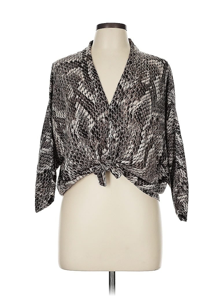 Pre-owned Karlie 3/4 Sleeve Blouse In Silver