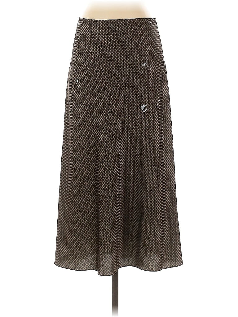 Vince. 100% Polyester Chevron-herringbone Brown Houndstooth Slip Skirt Size 4 - photo 1