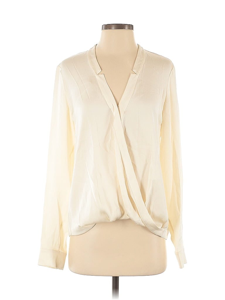 Halston Heritage Ivory Long Sleeve Silk Top Size 4 - photo 1