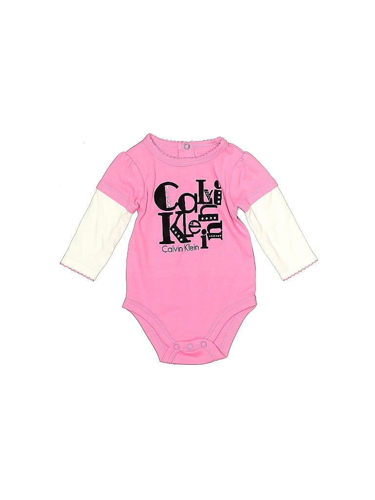 Pre-owned Calvin Klein Babies' Long Sleeve Onesie In Pink