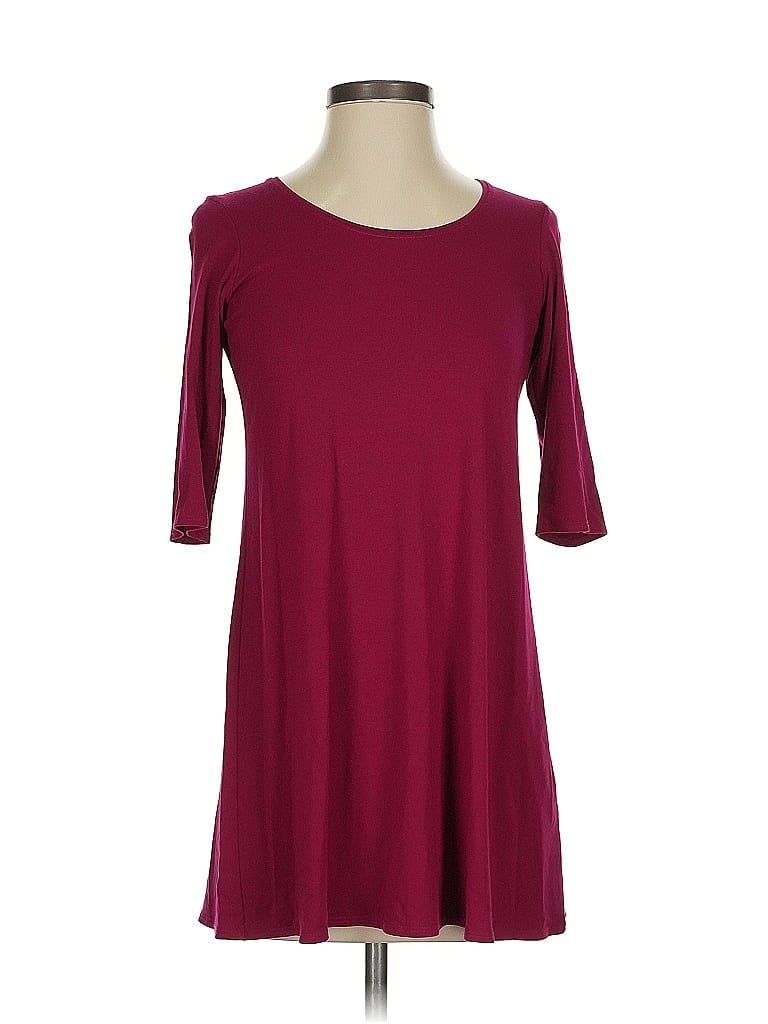 Pre-owned Eileen Fisher 3/4 Sleeve Top Burgundy Boatneck Tops