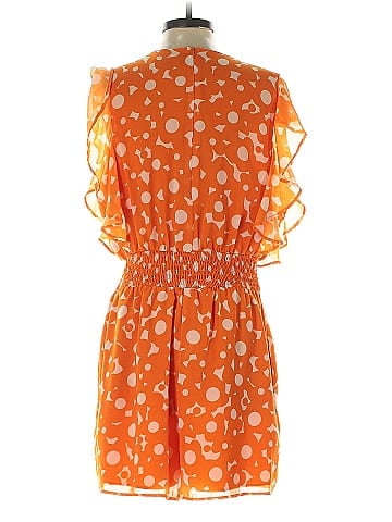 Slate & Willow Orange Floral Ruched Romper (view 2)