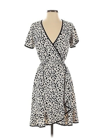 Slate & Willow Black Piping Faux Wrap Dress (view 1)