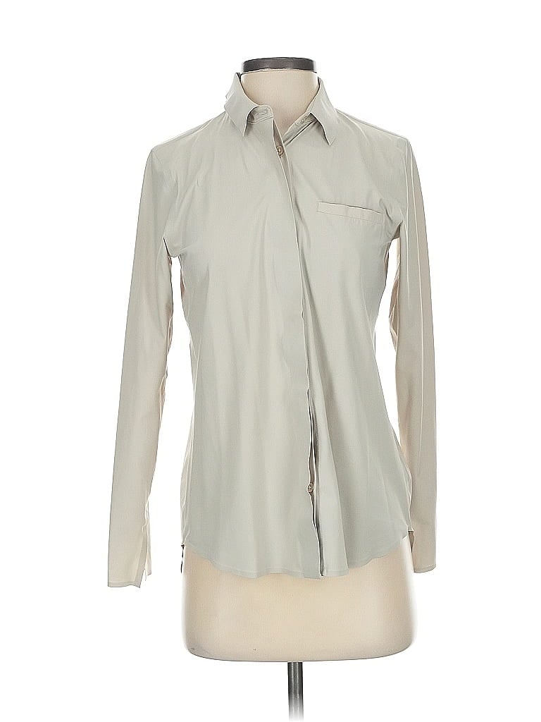 Pre-owned Athleta Long Sleeve Blouse In Gray