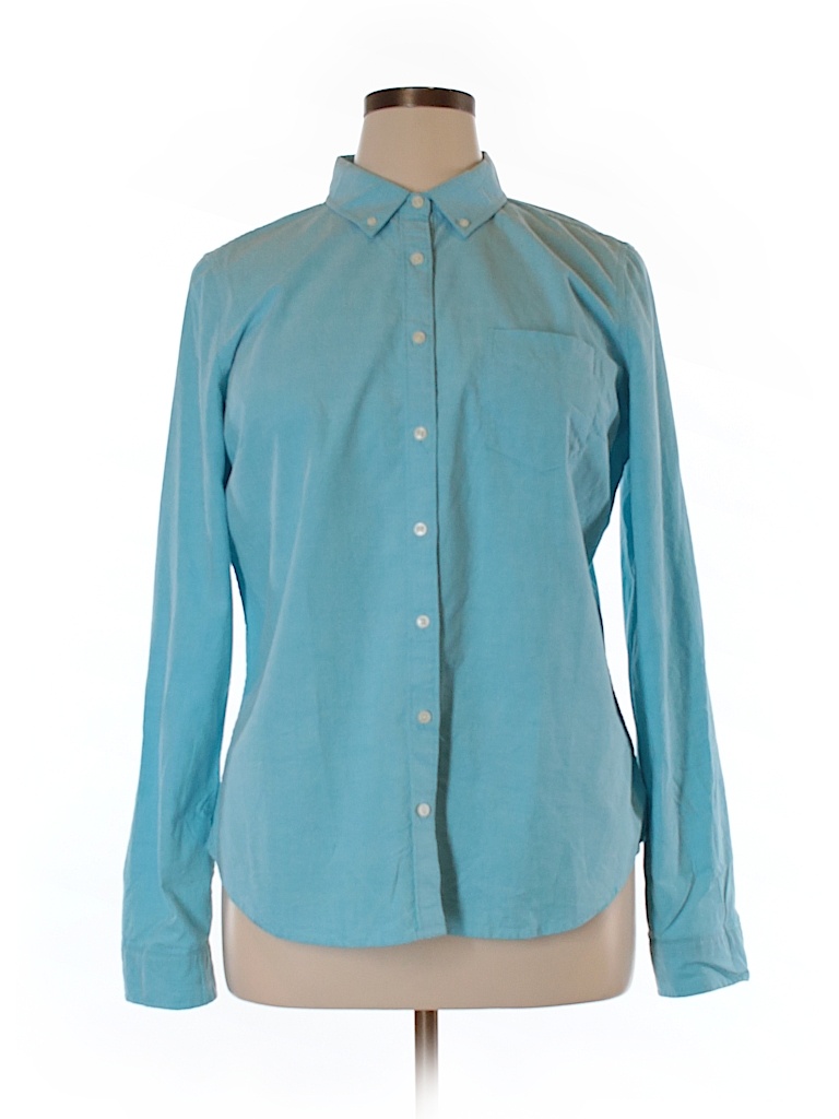 Jcpenney 100% Cotton Solid Light Blue Long Sleeve Button-Down Shirt ...