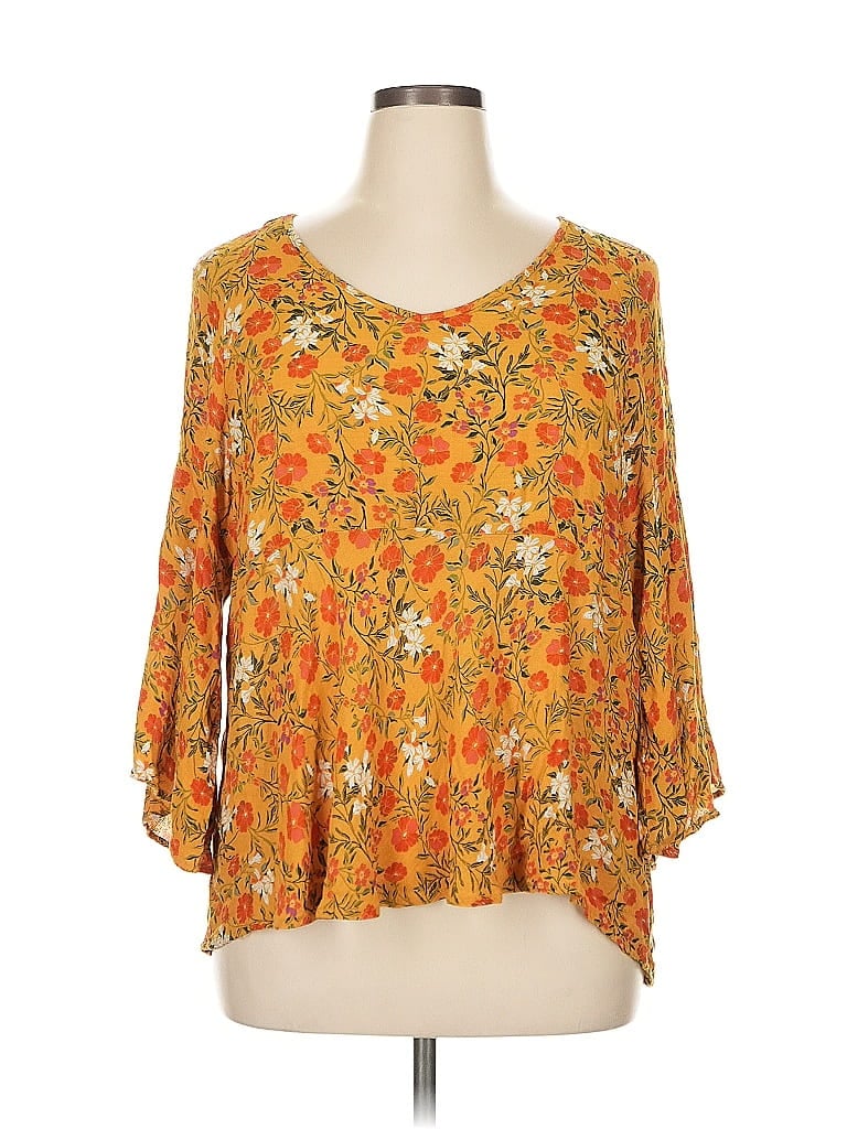 Pre-owned Rachel Zoe 3/4 Sleeve Blouse In Gold
