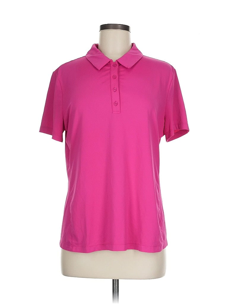 Lillie Green Pink Short Sleeve Polo Size L - photo 1