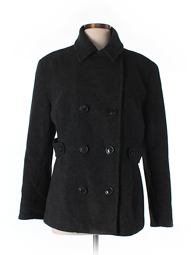 St. John's Bay Solid Gray Wool Coat Size L - 67% off | thredUP
