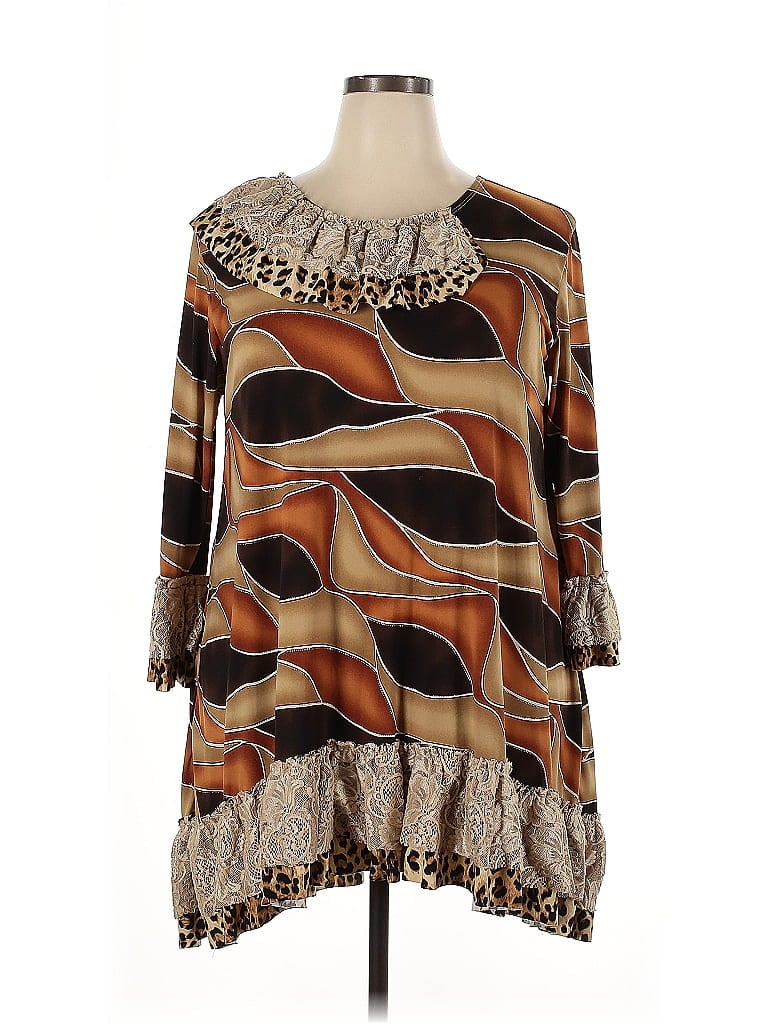 Unbranded Brown 3/4 Sleeve T-Shirt Size XXL - photo 1