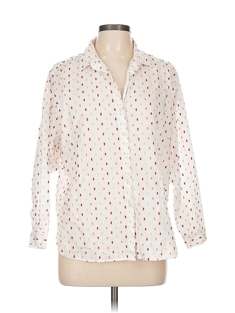 Pre-owned Ann Taylor Loft Long Sleeve Blouse In White