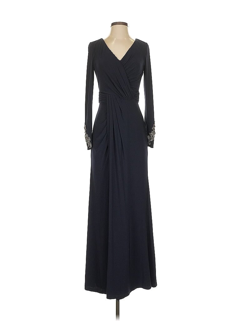 David Meister 100% Polyester Black Blue Cocktail Dress Size 4 - photo 1