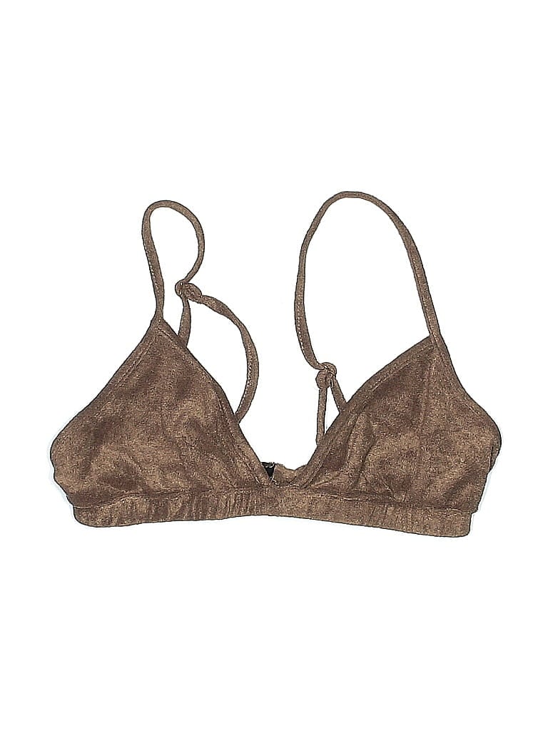 Pre-owned Prettylittlething Swimsuit Top Brown Swimwear