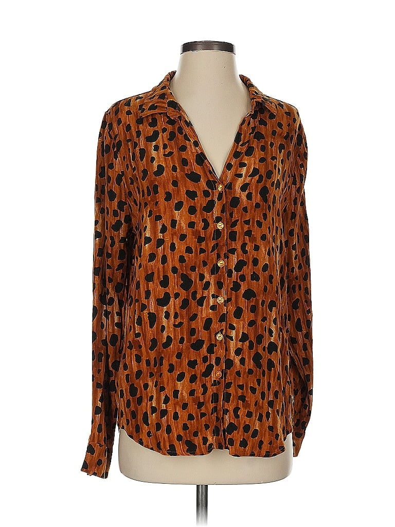 Pre-owned Fabienne Chapot Long Sleeve Blouse In Orange