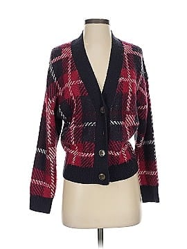 Abound Plaid Oversized Red Blue Fuzzy V-Neck Cardigan Size deals Medium NWOT